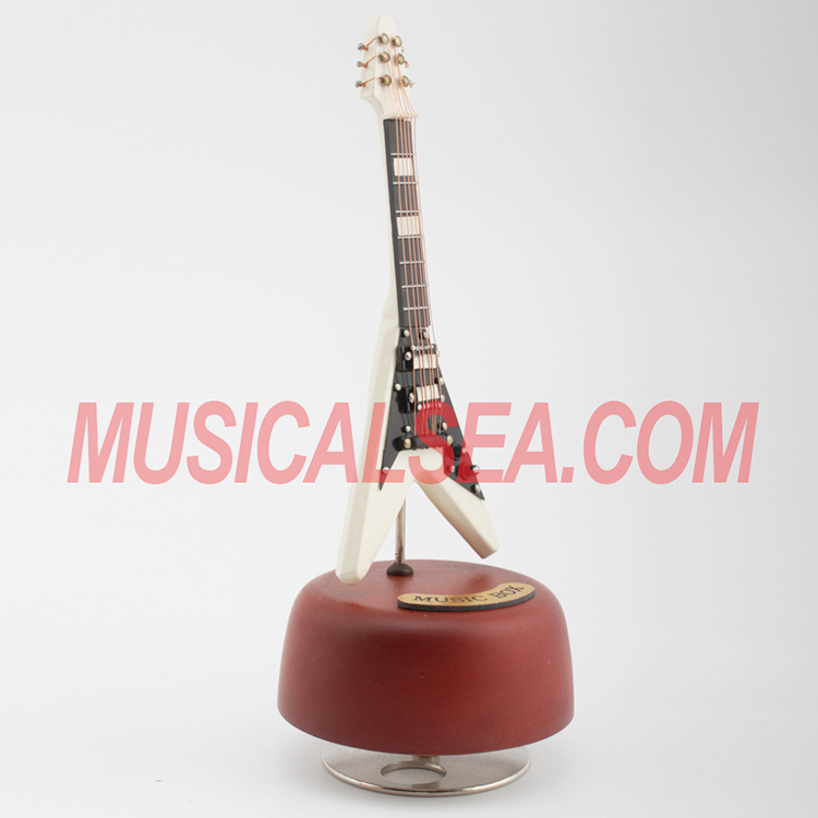 High quality mini guitar hand crank music box